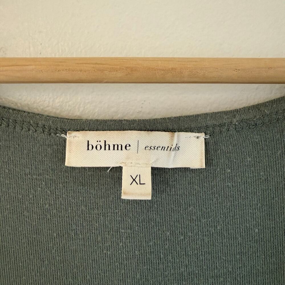Bohme Essentials Short Sleeve Tiered Ribbed‎ Maxi Dress Green Gray Size XLarge - Picture 3 of 16